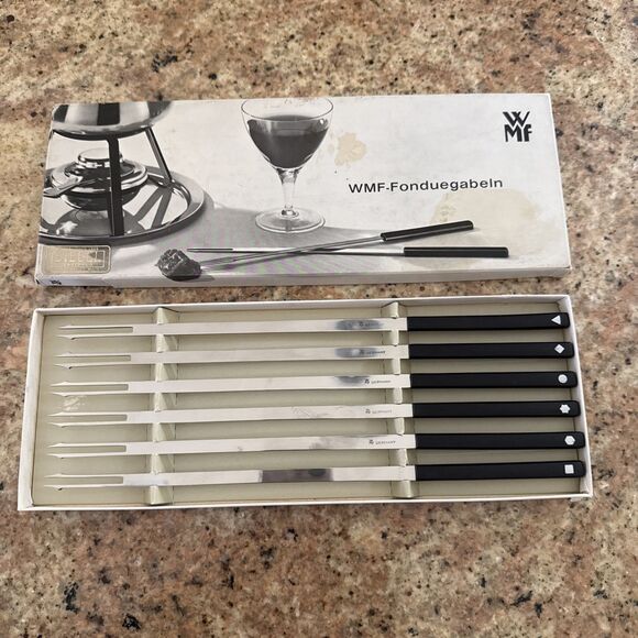 Vintage WMF Germany Fondue Forks 1067 XLong 11” Stainless - Set of 6 in Box - Picture 1 of 4